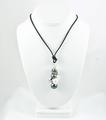 Leather Necklace - Grey Pearl Cluster
