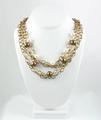 Multistrand Necklace - Antique Gold Chain with Pearls and Wood Beads