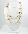 Chain and Pearl Necklace - Gold Pearls and Large Round Link Chain